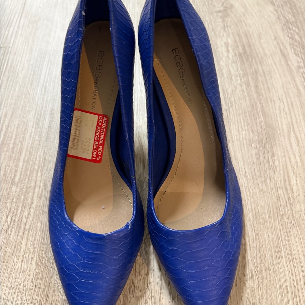 BCBGeneration Royal Blue Textured Pointed-Toe Pumps